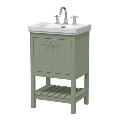 Dezine Colorado 500mm Fern Green 3 Tap Hole Floorstanding Vanity Unit - image 1