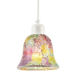 Happy Homewares Multi-Colour Iridescent Crackle Mosaic Bell Pendant Lighting Shade - thumbnail 2