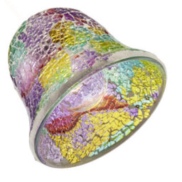 Happy Homewares Multi-Colour Iridescent Crackle Mosaic Bell Pendant Lighting Shade - thumbnail 5
