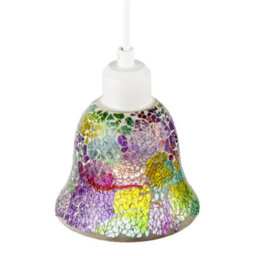 Happy Homewares Multi-Colour Iridescent Crackle Mosaic Bell Pendant Lighting Shade - thumbnail 3