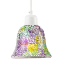 Happy Homewares Multi-Colour Iridescent Crackle Mosaic Bell Pendant Lighting Shade - thumbnail 4