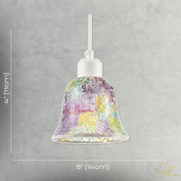 Happy Homewares Multi-Colour Iridescent Crackle Mosaic Bell Pendant Lighting Shade - thumbnail 7
