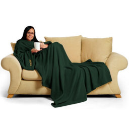 Racing Green Snug Rug Deluxe Blanket With Sleeves Luxury Cosy Super Soft Coral Fleece Fabric Long Oversized Pouch Pocket Adults - thumbnail 4
