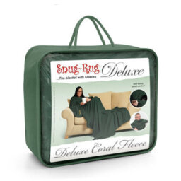 Racing Green Snug Rug Deluxe Blanket With Sleeves Luxury Cosy Super Soft Coral Fleece Fabric Long Oversized Pouch Pocket Adults - thumbnail 3
