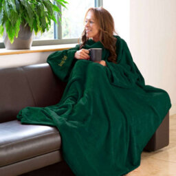 Racing Green Snug Rug Deluxe Blanket With Sleeves Luxury Cosy Super Soft Coral Fleece Fabric Long Oversized Pouch Pocket Adults - thumbnail 2