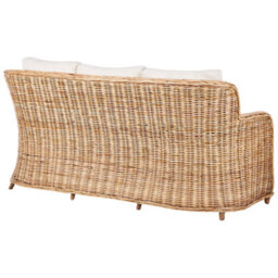 Beliani Natural Rattan Garden Conversation Set 3-Seater Sofa And 2 Armchairs With White Cushions - thumbnail 5
