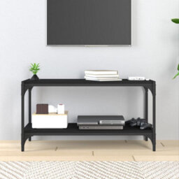 Berkfield Tv Cabinet Black 80X33X41 Cm Engineered Wood And Steel - thumbnail 3