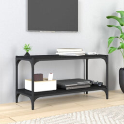 Berkfield Tv Cabinet Black 80X33X41 Cm Engineered Wood And Steel - thumbnail 1
