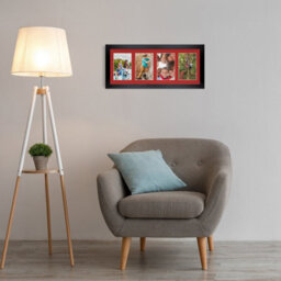 AK Frames 50X20Cm Matte Black Modern Multi Photo Frame With Crimson Mount - Holds 4 Apertures (4X) 6X4 Photos - thumbnail 3