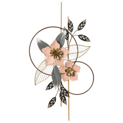 Beliani Wall Decor Flower Berkelium 93 Cm Metal Multicolour - image 1
