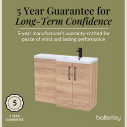 Balterley Right-Hand Bathroom Vanity And Wc Unit Combination With Basin - 1100mm - Woodgrain Light Oak With Black Handles - thumbnail 6