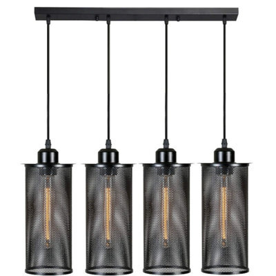 Ledsone 4 Light Industrial Black Metal Barrel Cage Pendant Light Vintage Farmhouse Hanging Cylinder Pendant - image 1