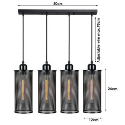 Ledsone 4 Light Industrial Black Metal Barrel Cage Pendant Light Vintage Farmhouse Hanging Cylinder Pendant - thumbnail 3