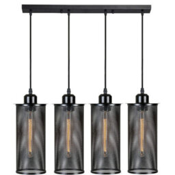Ledsone 4 Light Industrial Black Metal Barrel Cage Pendant Light Vintage Farmhouse Hanging Cylinder Pendant - thumbnail 1