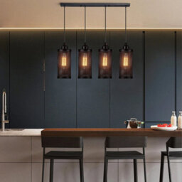 Ledsone 4 Light Industrial Black Metal Barrel Cage Pendant Light Vintage Farmhouse Hanging Cylinder Pendant - thumbnail 2