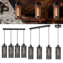Ledsone 4 Light Industrial Black Metal Barrel Cage Pendant Light Vintage Farmhouse Hanging Cylinder Pendant - thumbnail 5