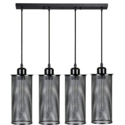 Ledsone 4 Light Industrial Black Metal Barrel Cage Pendant Light Vintage Farmhouse Hanging Cylinder Pendant - thumbnail 6