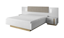 Arte Arco Contemporary Bed Frame Eu King Size White Gloss And Grandson Oak Effect (L)2110mm (H)1050mm (W)1650mm - thumbnail 3