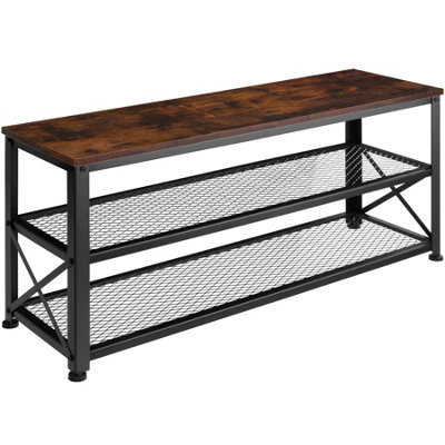 Tectake Shoe Rack Blackpool - Surface Shelf And 2 Grid Shelves, Industrial Style -  - Industrial Wood Dark, Rustic - image 1