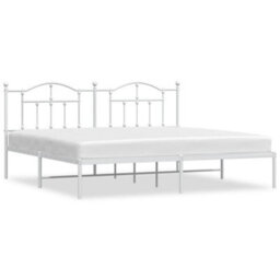 Berkfield Metal Bed Frame With Headboard White 193X203 Cm - thumbnail 2