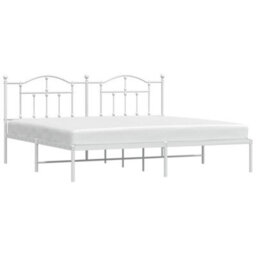 Berkfield Metal Bed Frame With Headboard White 193X203 Cm - thumbnail 3