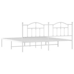 Berkfield Metal Bed Frame With Headboard White 193X203 Cm - thumbnail 7
