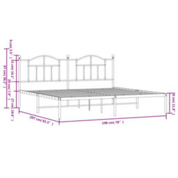 Berkfield Metal Bed Frame With Headboard White 193X203 Cm - thumbnail 9