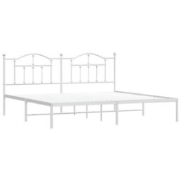 Berkfield Metal Bed Frame With Headboard White 193X203 Cm - thumbnail 4