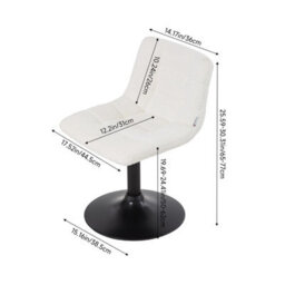 Living And Home Height-Adjustable Swivel White Upholstered Dressing Table Chair - thumbnail 6