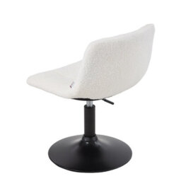 Living And Home Height-Adjustable Swivel White Upholstered Dressing Table Chair - thumbnail 4