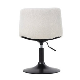 Living And Home Height-Adjustable Swivel White Upholstered Dressing Table Chair - thumbnail 5