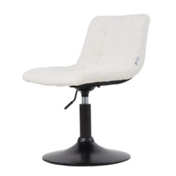 Living And Home Height-Adjustable Swivel White Upholstered Dressing Table Chair - thumbnail 3