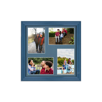 AK Frames 12X12 Navy Blue Classic Multi Photo Frame With Pompadour Mount - Holds 4 Apertures (4X) 6X4 Photos - image 1