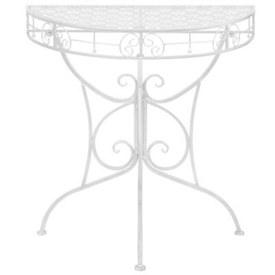 Berkfield Practical Side Table Vintage Style Half Round Metal 72X36X74 Cm Silver - image 1