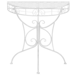 Berkfield Practical Side Table Vintage Style Half Round Metal 72X36X74 Cm Silver - thumbnail 1