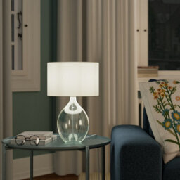 GoodHome Cushing Teardrop Shiny Green & Cream Table Lamp - thumbnail 1