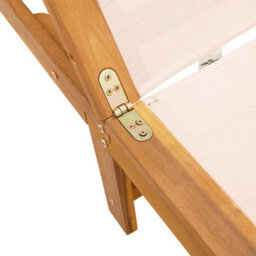 Berkfield Sun Loungers 2 Pcs With Table Cream Solid Wood Acacia And Textilene - thumbnail 7