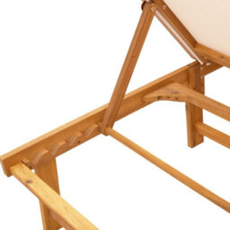 Berkfield Sun Loungers 2 Pcs With Table Cream Solid Wood Acacia And Textilene - thumbnail 6