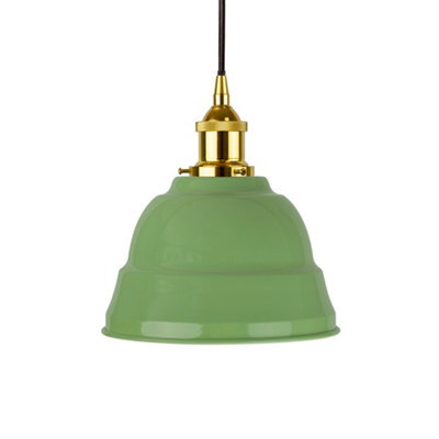 Mint Green Lincoln Painted Dome Pendant Light With Gold Lamp Holder And Black Round Cable - Se Home - image 1