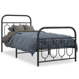 Berkfield Metal Bed Frame Without Mattress With Footboard Black 80X200Cm - thumbnail 2