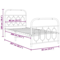 Berkfield Metal Bed Frame Without Mattress With Footboard Black 80X200Cm - thumbnail 8