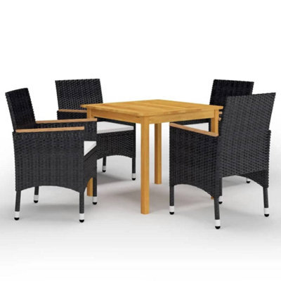 Berkfield 5 Piece Garden Dining Set With Cushions Black - image 1