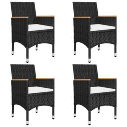 Berkfield 5 Piece Garden Dining Set With Cushions Black - thumbnail 2