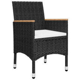 Berkfield 5 Piece Garden Dining Set With Cushions Black - thumbnail 3