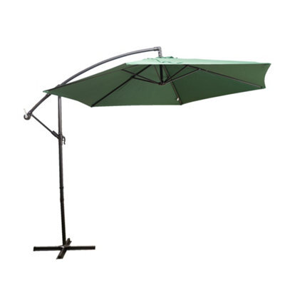 Alfresia Green 3 Metre Garden Cantilever Parasol With Crank Handle & Tilt - image 1