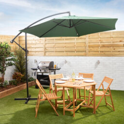Alfresia Green 3 Metre Garden Cantilever Parasol With Crank Handle & Tilt - thumbnail 2