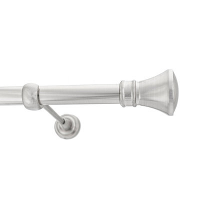 Toolty Inox Metal Curtain Pole 25mm With Finials Rod Classic Brackets Liberty 230Cm