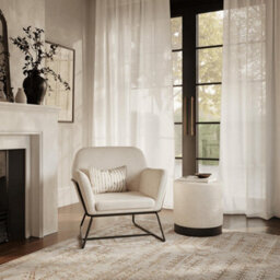 LPD Charles Velvet Ivory Boucle Armchair Comfortable&relaxed Seating With Black Legs - thumbnail 5