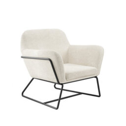 LPD Charles Velvet Ivory Boucle Armchair Comfortable&relaxed Seating With Black Legs - thumbnail 2