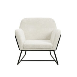 LPD Charles Velvet Ivory Boucle Armchair Comfortable&relaxed Seating With Black Legs